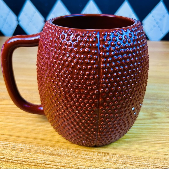 Large Football Mug Sculptural Ceramic Textured Fan Drinkware - Picture 3 of 6